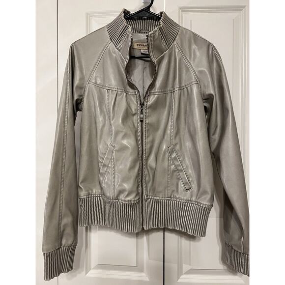 VINTAGE Hydraulic Metallic Faux Leather Jacket --Women's Large - Picture 1 of 10